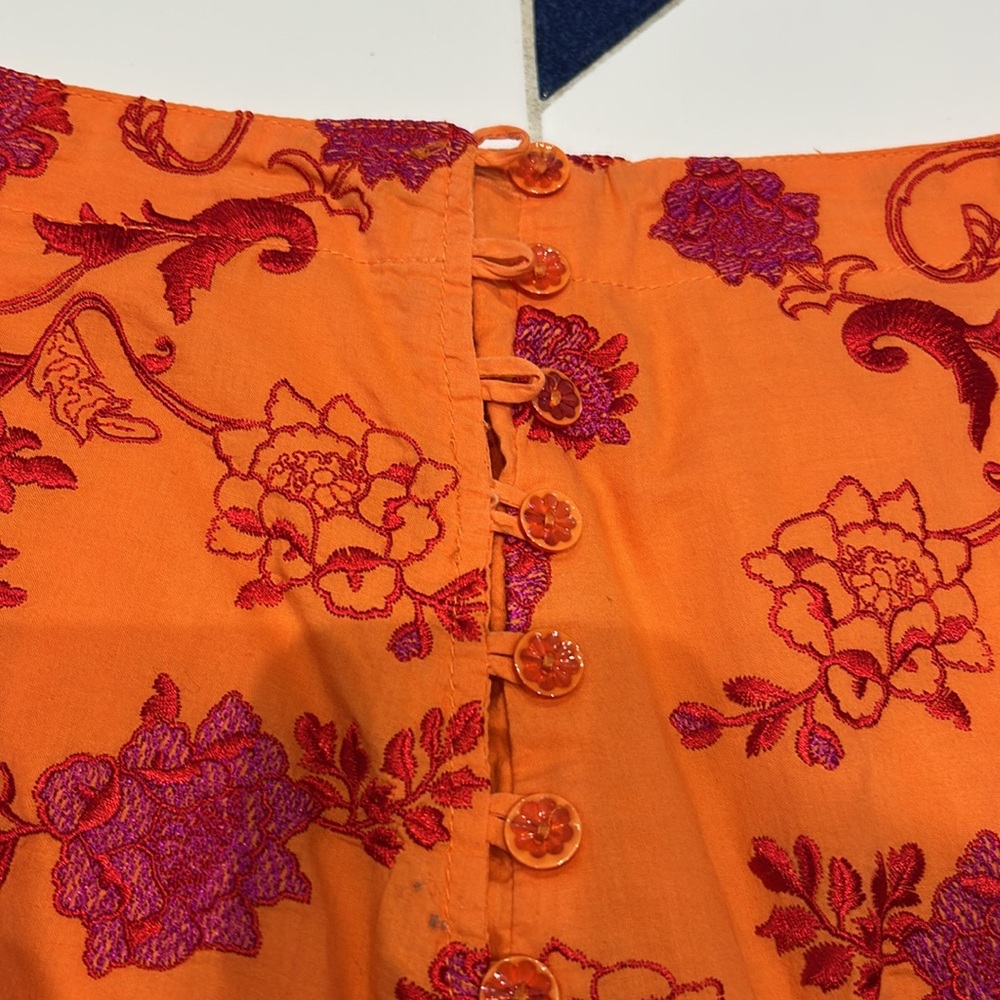 Johnny Was size 6 skirt. Orange with red/fish is embroidered flowers. - Picture 3 of 4